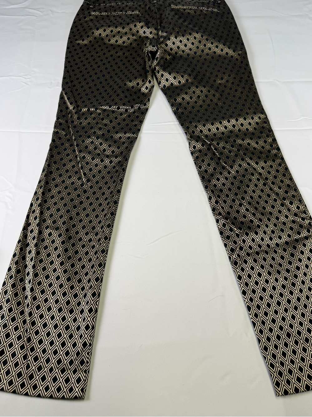 New York & Company Black and Gold Diamond Jacquard Trousers - Bold Style size 4 - Picture 2 of 16